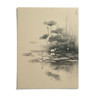 Lotus Flower Wall Art, shown as an unframed paper print on a plain white background