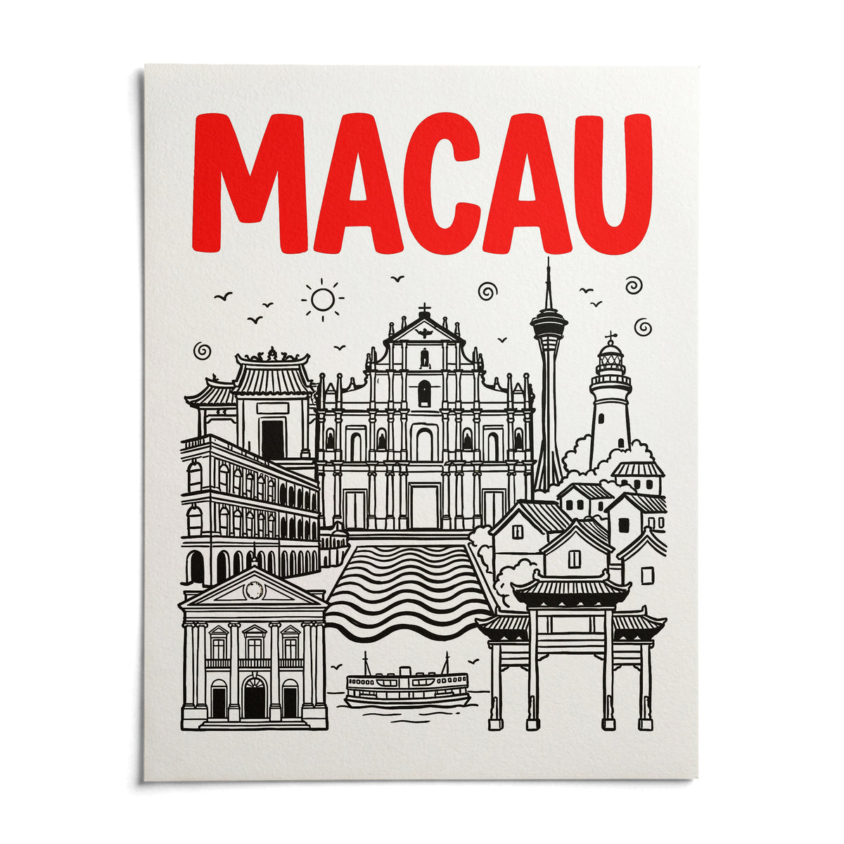 Macau Travel Art, shown as an unframed paper print on a plain white background