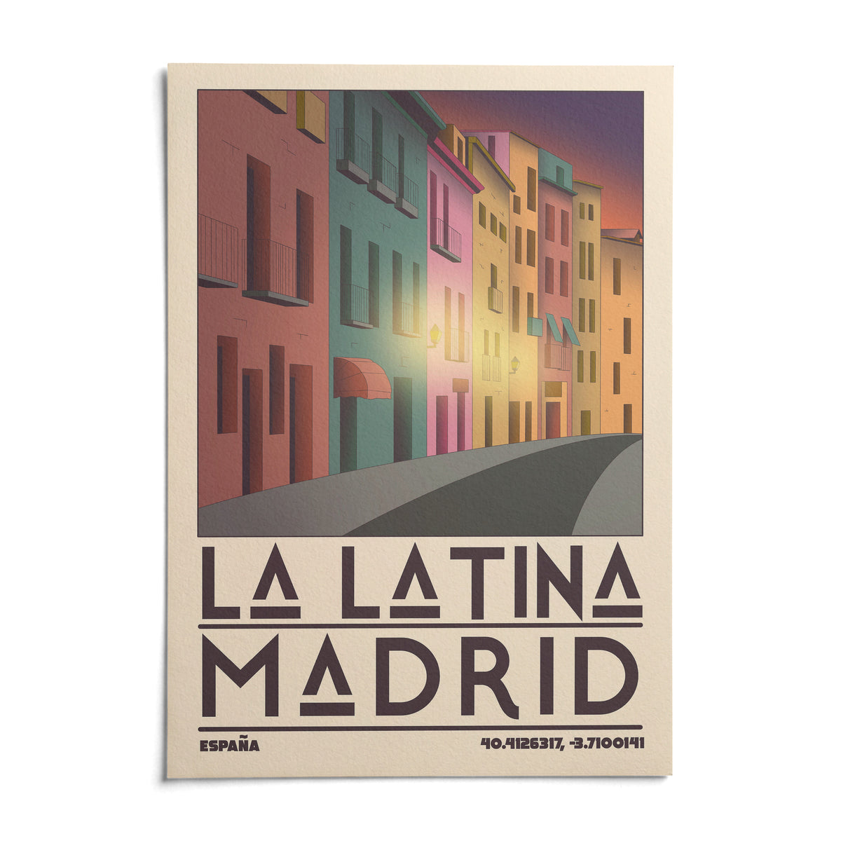 Madrid City Wall Art, shown as an unframed paper print on a plain white background