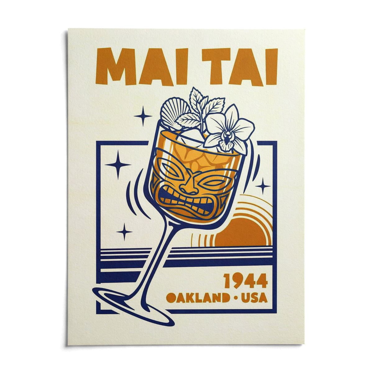 Mai Tai Wall Art, shown as an unframed paper print on a plain white background