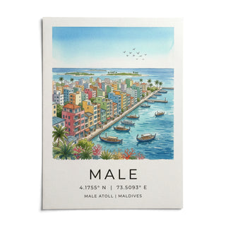 Maldives City Art Print, shown as an unframed paper print on a plain white background