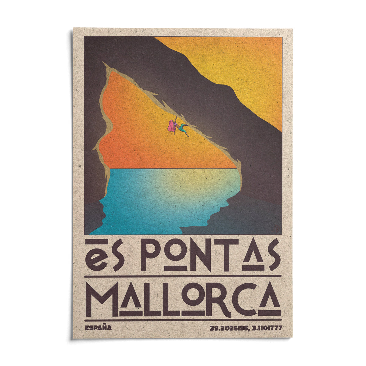 Mallorca Climbing Poster, shown as an unframed paper print on a plain white background