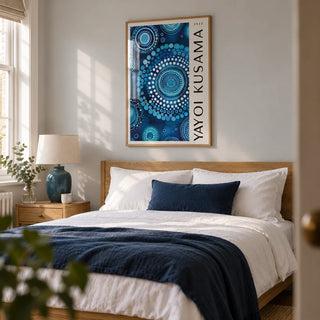 Mandala Wall Art, framed on the wall of a calm contemporary bedroom in a UK terraced home with a pale grey wall