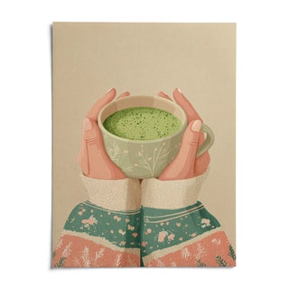 Matcha Tea Art Print, shown as an unframed paper print on a plain white background