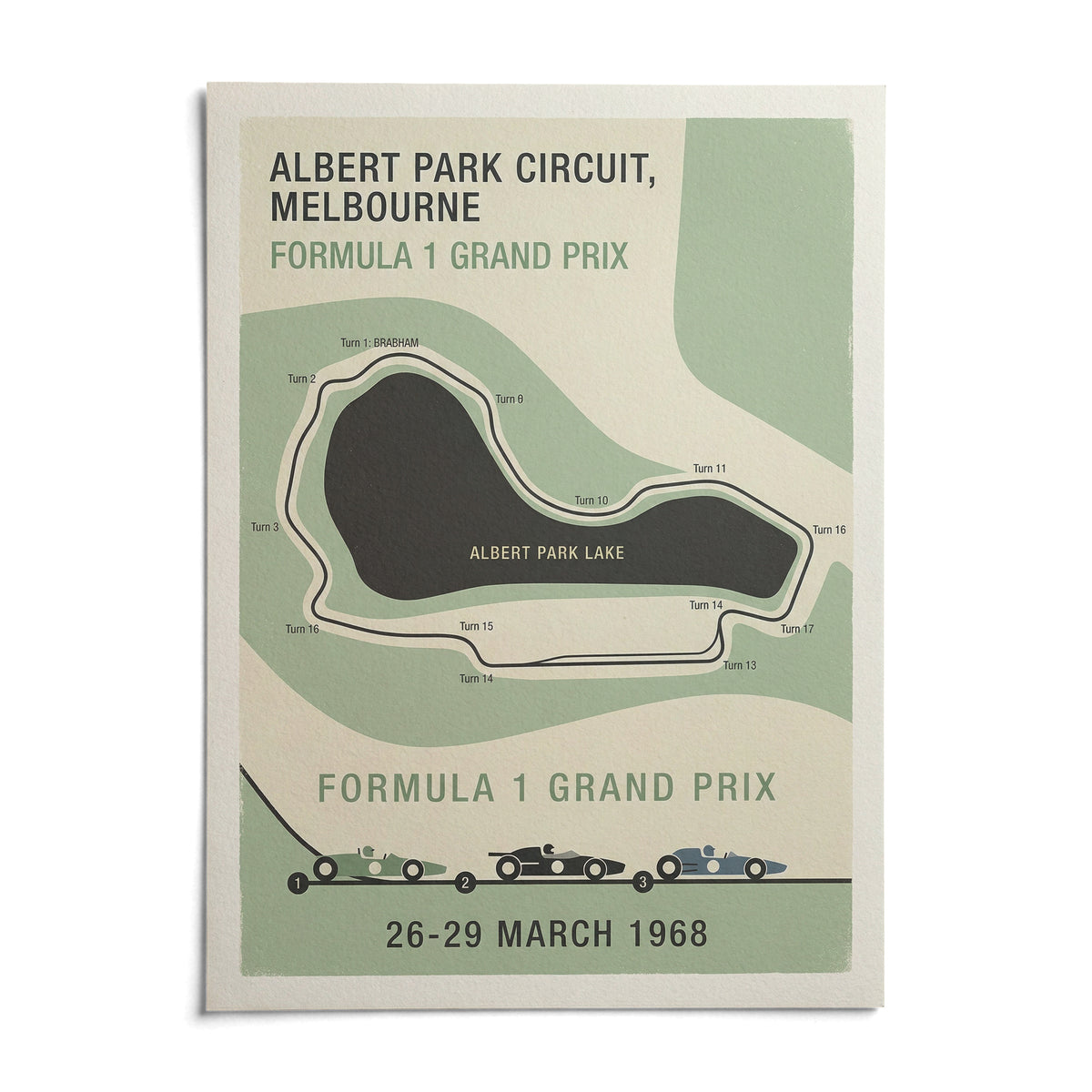Melbourne Park Circuit Poster, shown as an unframed paper print on a plain white background