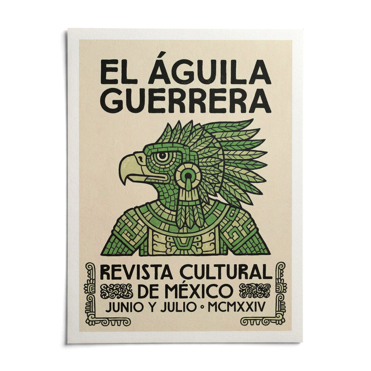 Mexican Eagle Art, shown as an unframed paper print on a plain white background