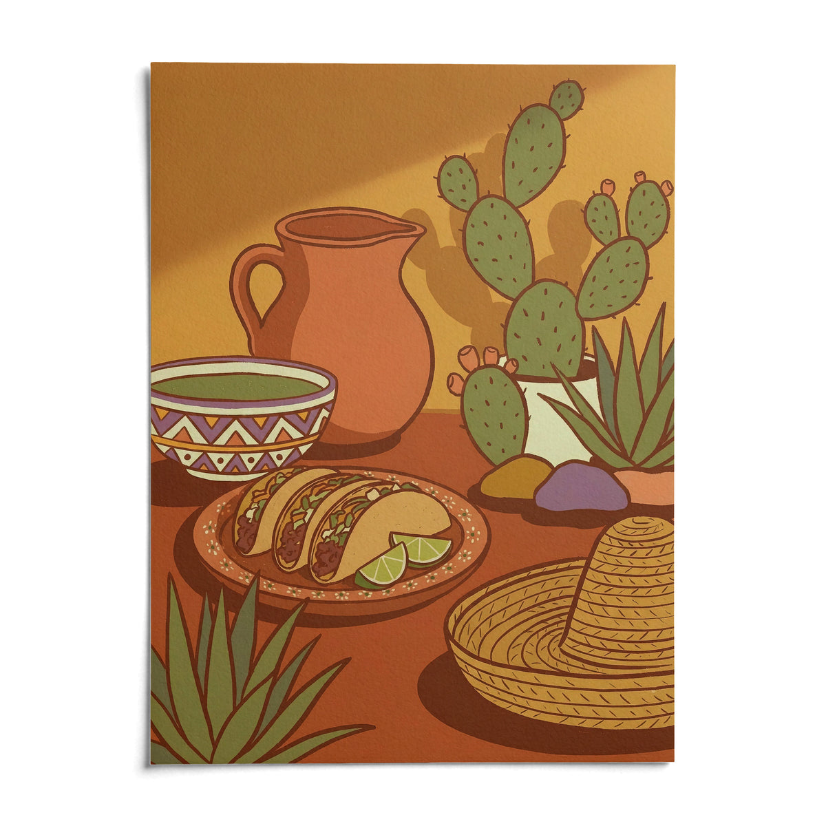 Mexican Food Print, shown as an unframed paper print on a plain white background