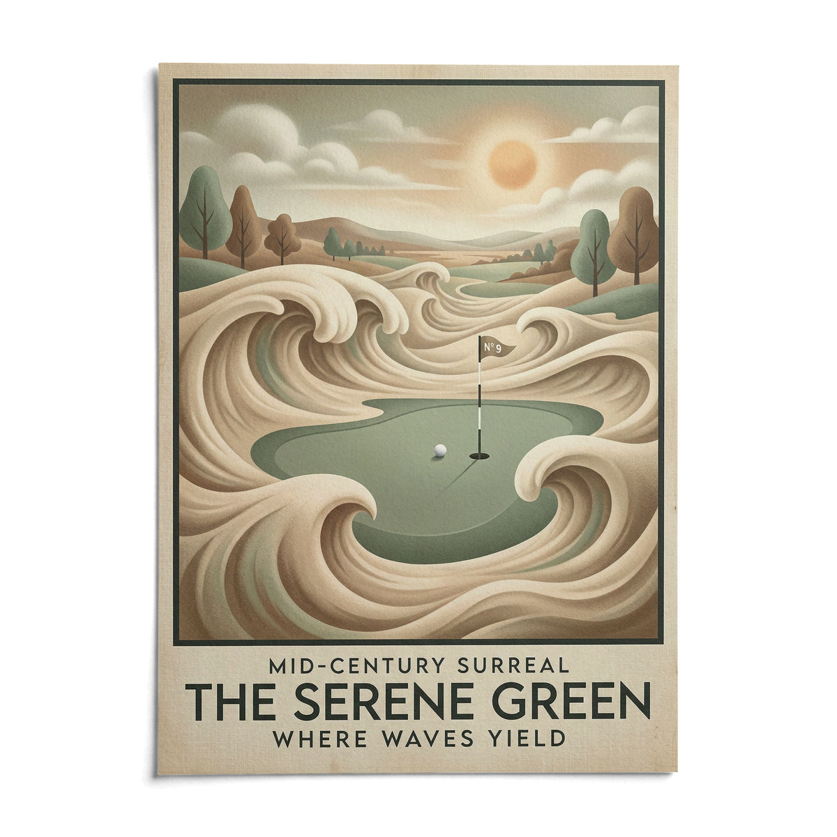 Mid-century Golf Wall Art, shown as an unframed paper print on a plain white background