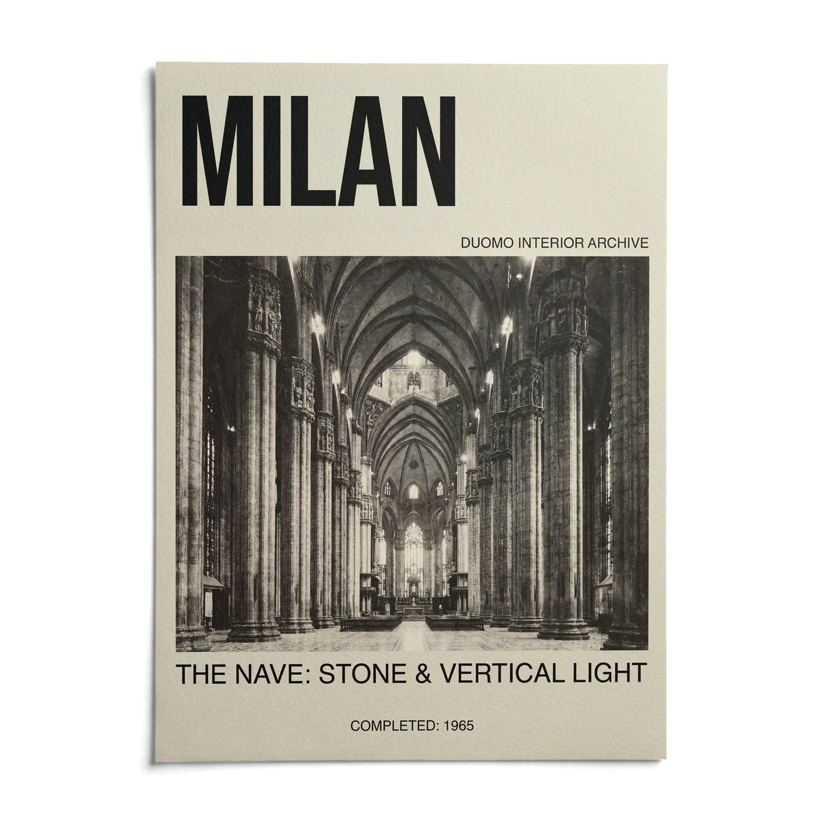 Milan Architecture Art Print, shown as an unframed paper print on a plain white background