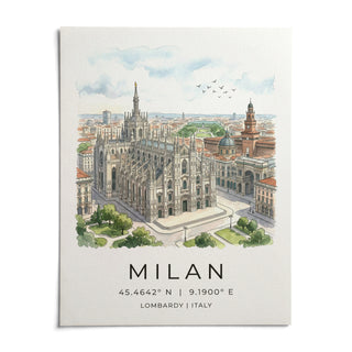 Milan Cathedral Art Print, shown as an unframed paper print on a plain white background