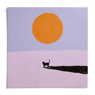 Minimalist Cat Art Print, shown as an unframed paper print on a plain white background