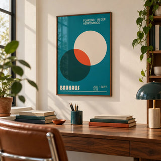 Modern Office Wall Art, framed on the wall of a design-led study with a cream wall