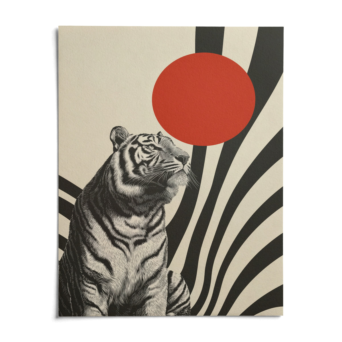 Modern Tiger Poster, shown as an unframed paper print on a plain white background