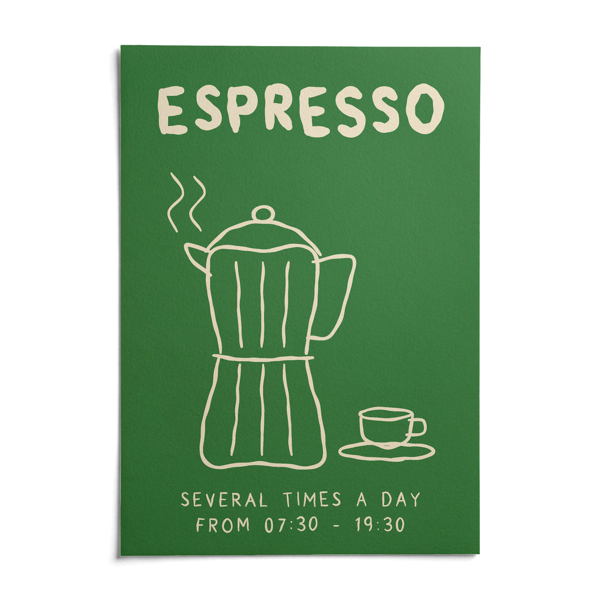 Moka Pot Print, shown as an unframed paper print on a plain white background
