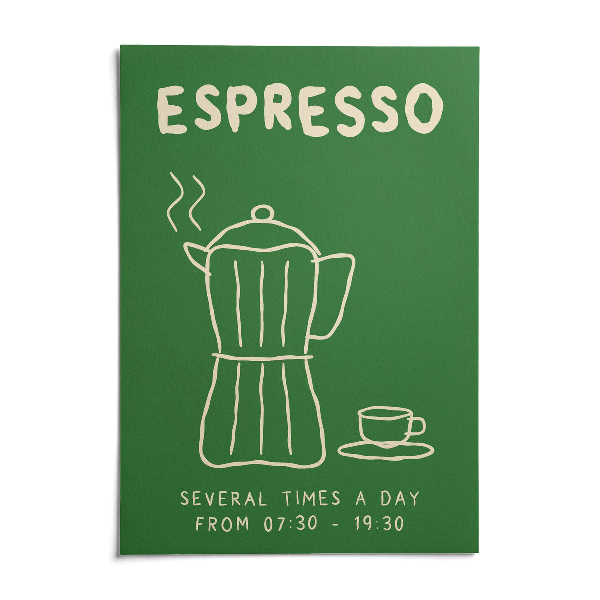Espresso Hours as it arrives: an unframed matte paper print