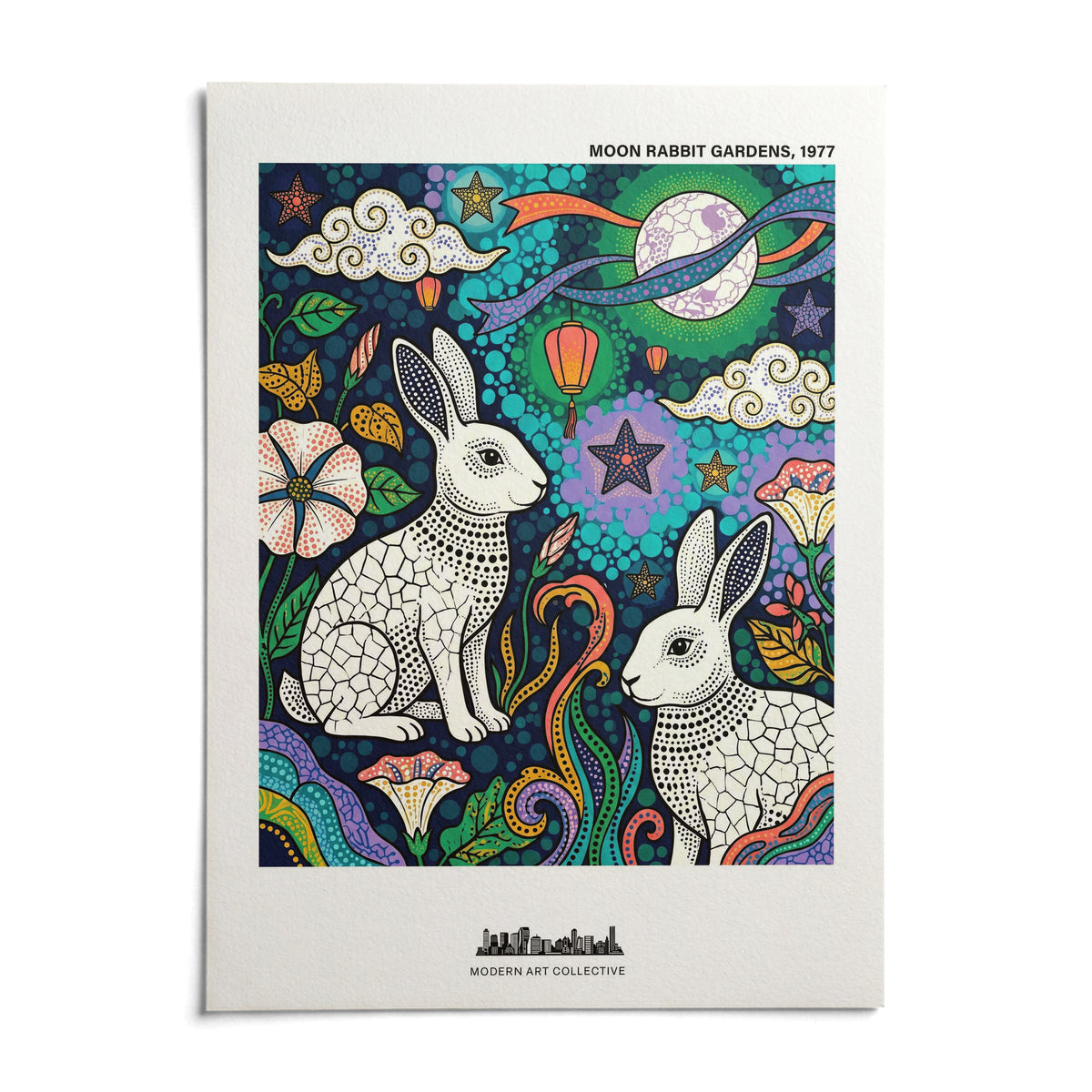 Moon Garden Art Print, shown as an unframed paper print on a plain white background