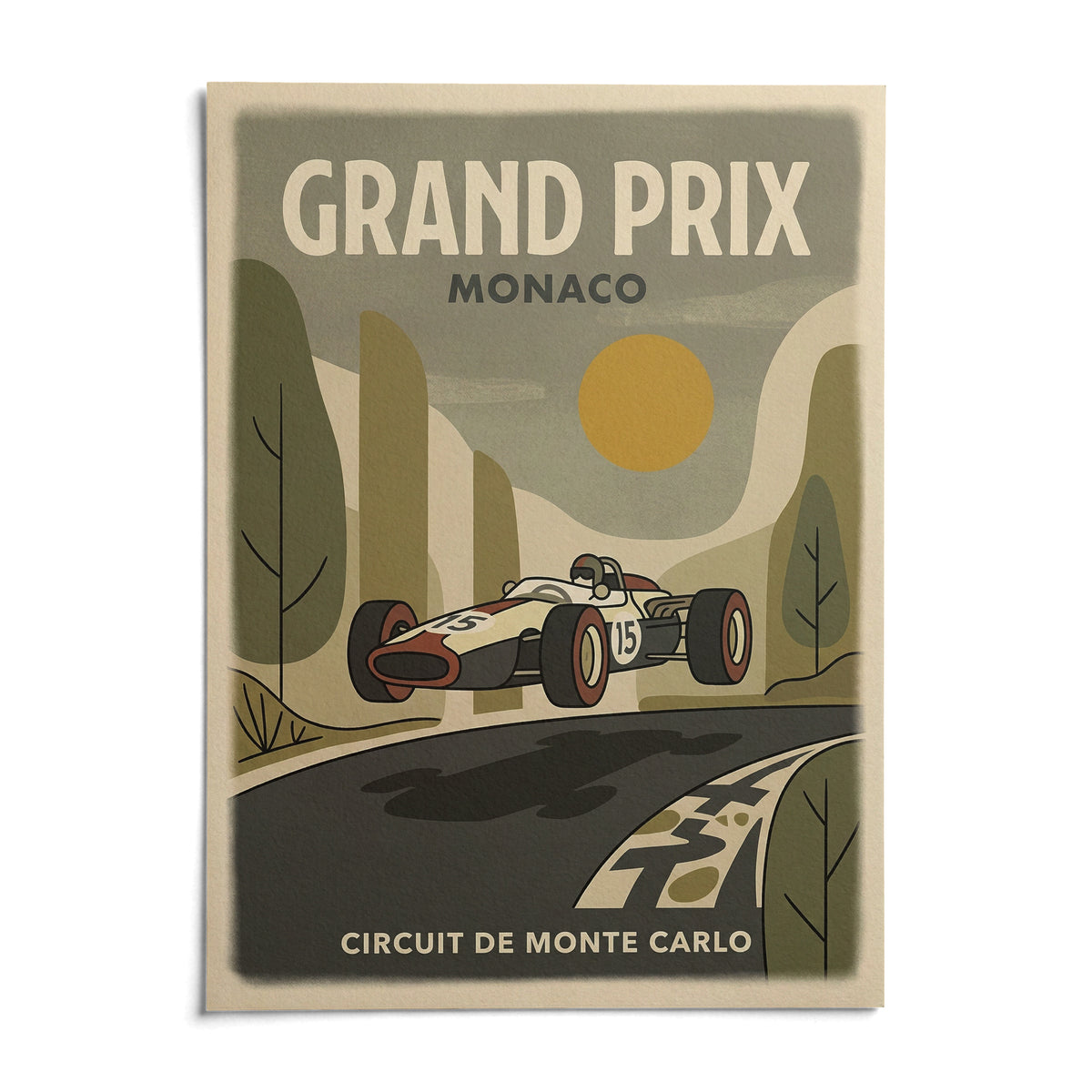 Motorsport Circuit Print, shown as an unframed paper print on a plain white background