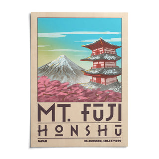Mount Fuji Pagoda Poster, shown as an unframed paper print on a plain white background