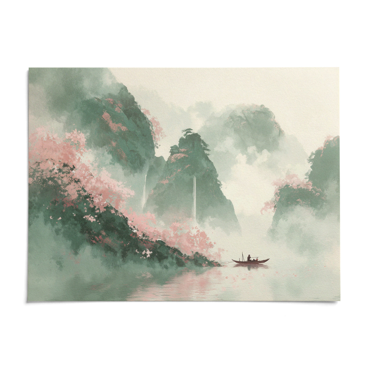 Mountain Landscape Art Print, shown as an unframed paper print on a plain white background