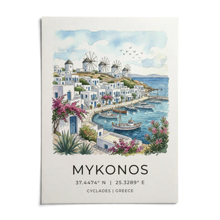 Mykonos Art Print, shown as an unframed paper print on a plain white background