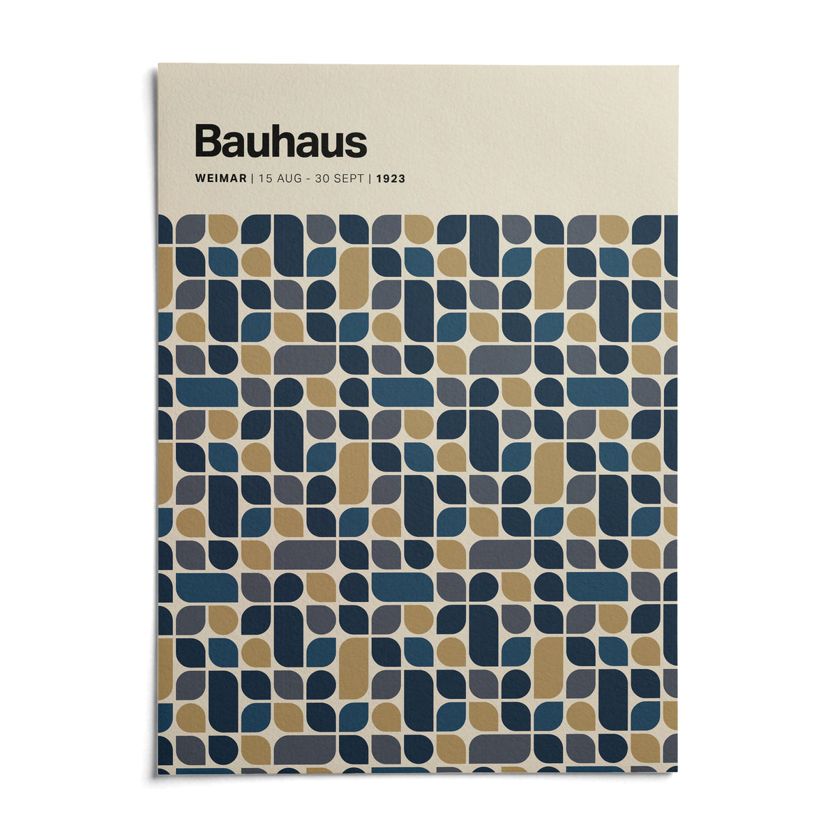 Navy and Gold Wall Art, shown as an unframed paper print on a plain white background