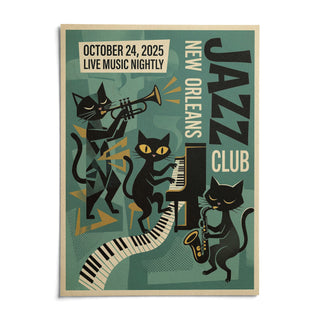 New Orleans Music Poster, shown as an unframed paper print on a plain white background