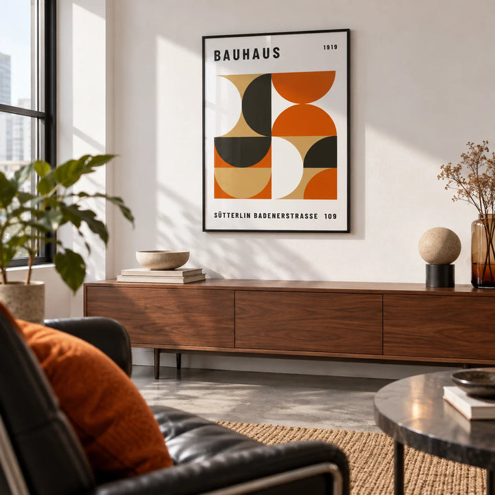 Office Wall Decor, framed on the wall of a crisp modern city-flat living room