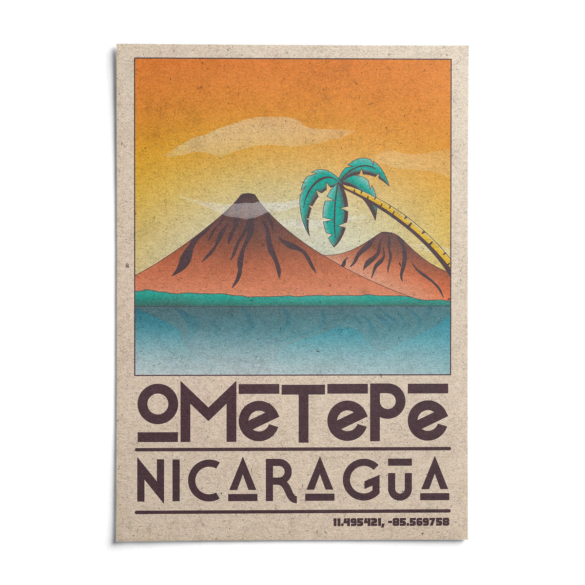 Ometepe Nicaragua Poster, shown as an unframed paper print on a plain white background