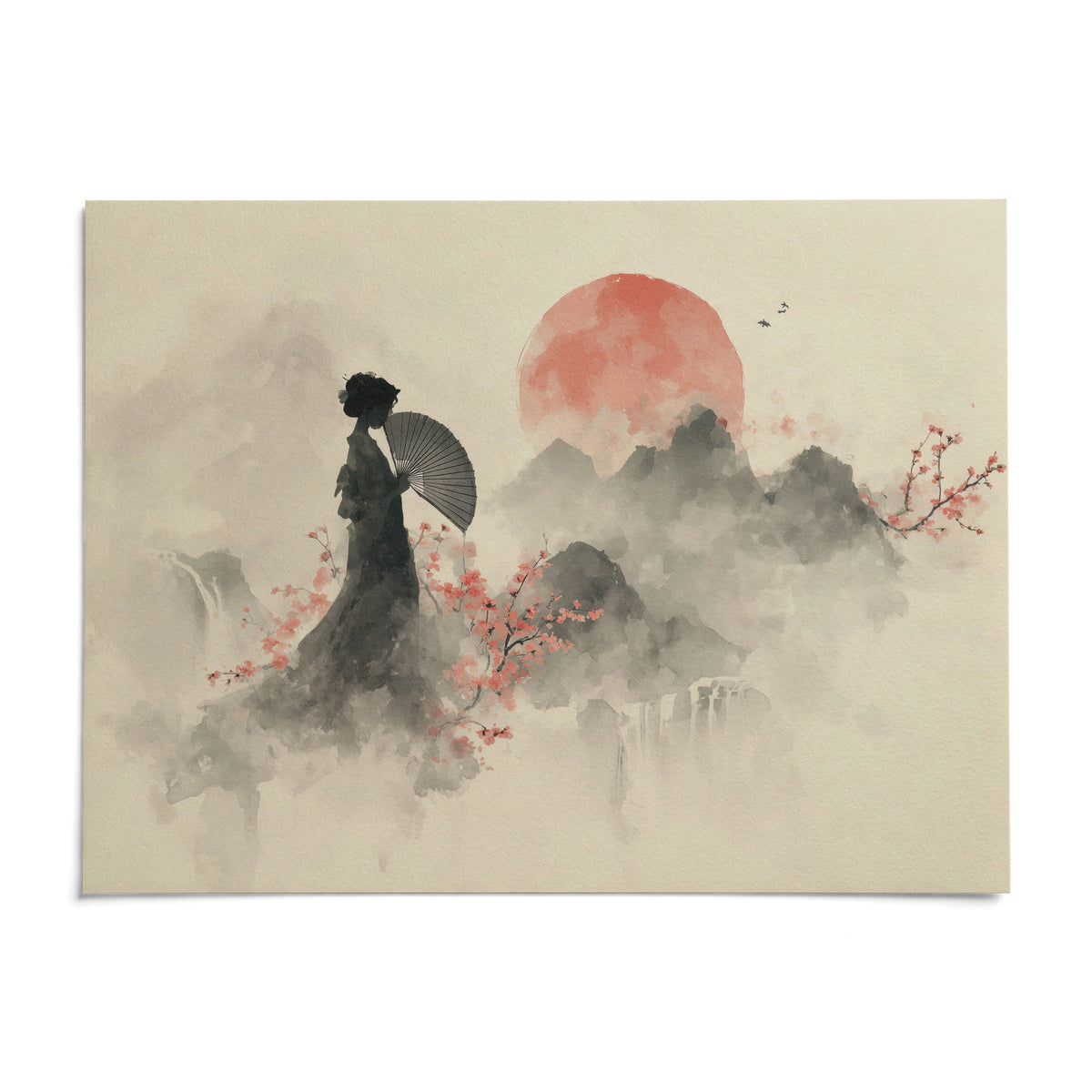 Oriental Wall Art Poster, shown as an unframed paper print on a plain white background