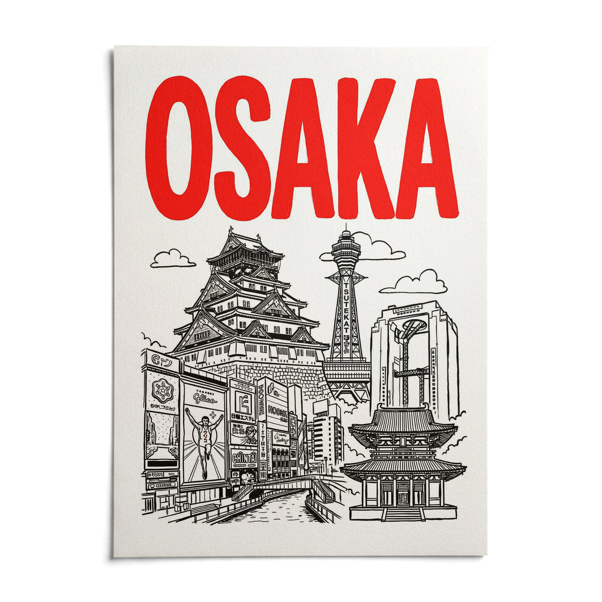 Osaka City Print, shown as an unframed paper print on a plain white background