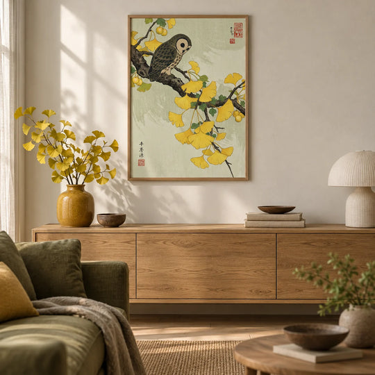Owl Ginkgo Poster