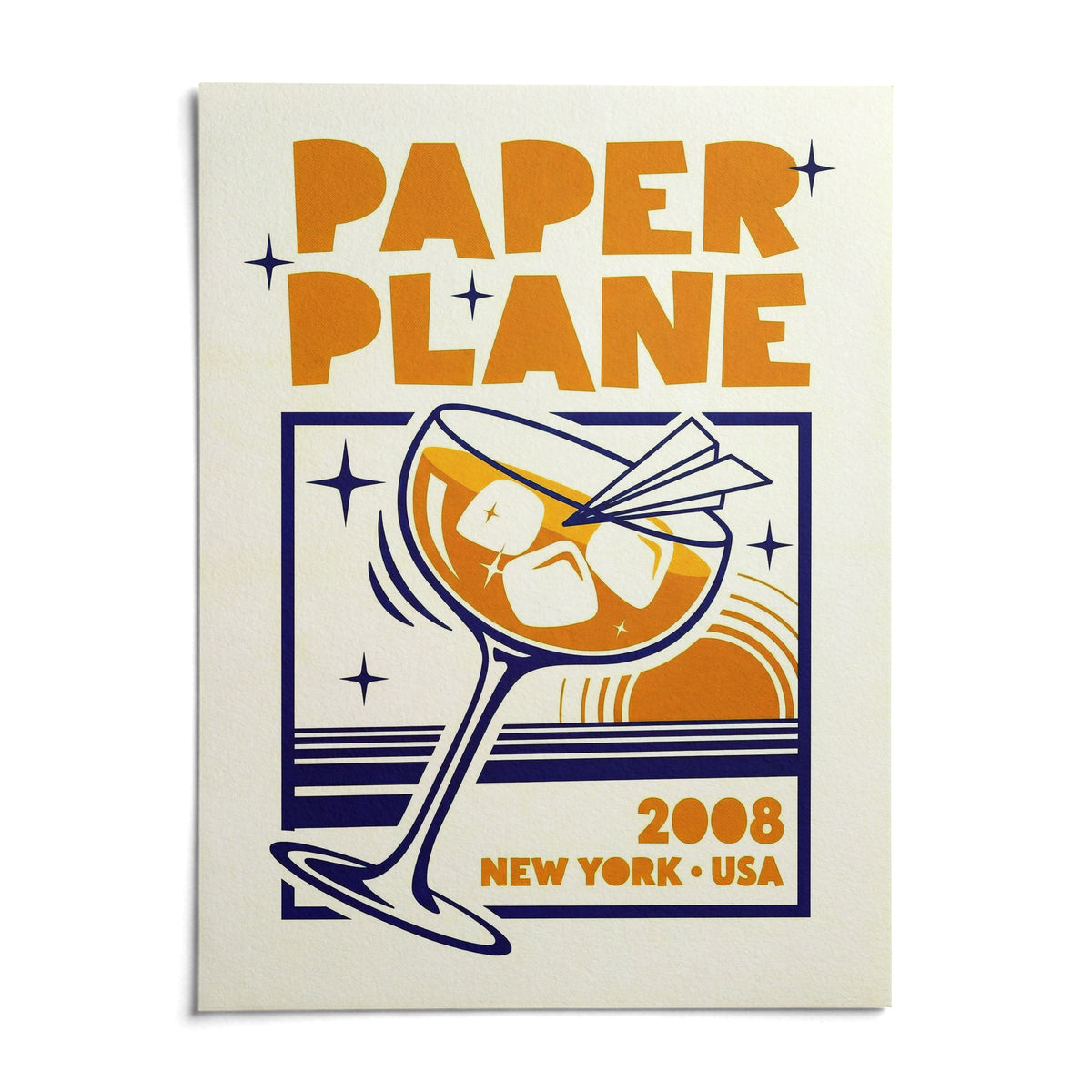 Paper Plane Cocktail Poster, shown as an unframed paper print on a plain white background