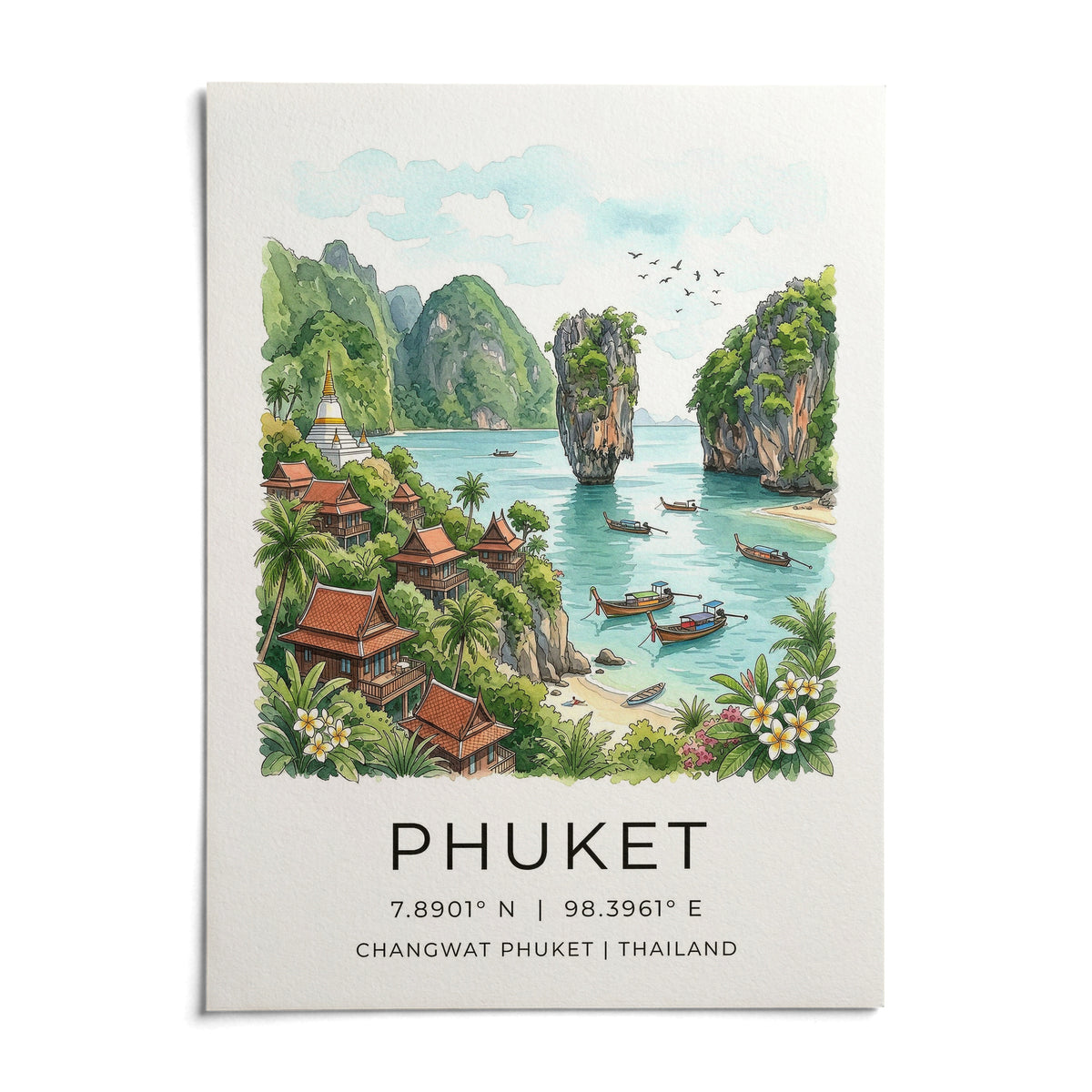 Phuket Art Print, shown as an unframed paper print on a plain white background