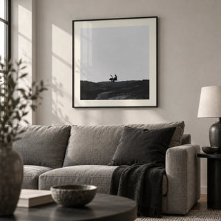 Piano Abstract Art, framed on the wall of a calm monochrome living room