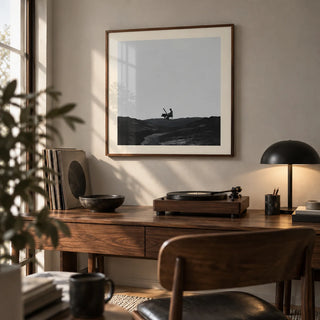 Piano Abstract Art, framed on the wall of a quiet study