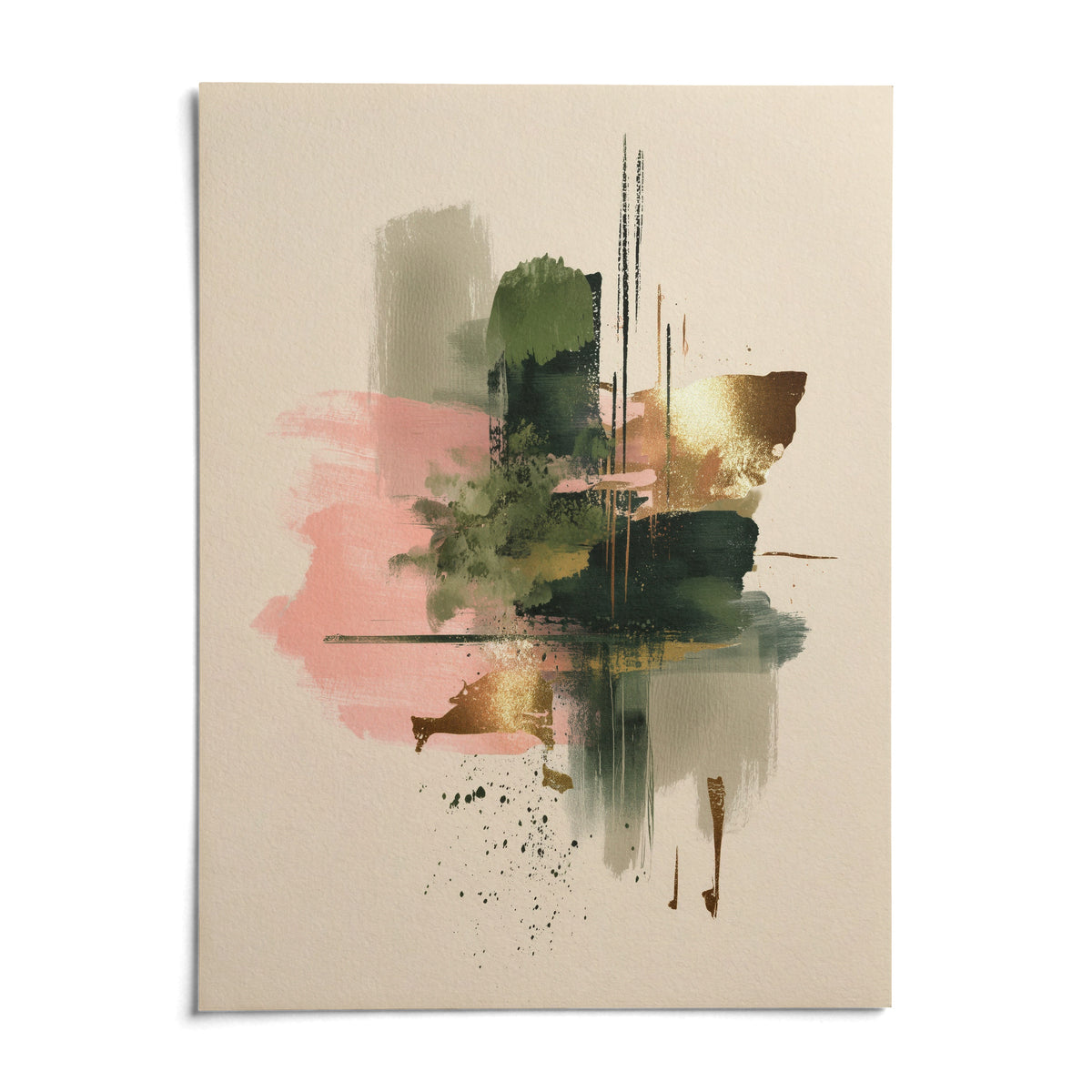 Pink And Green Print, shown as an unframed paper print on a plain white background