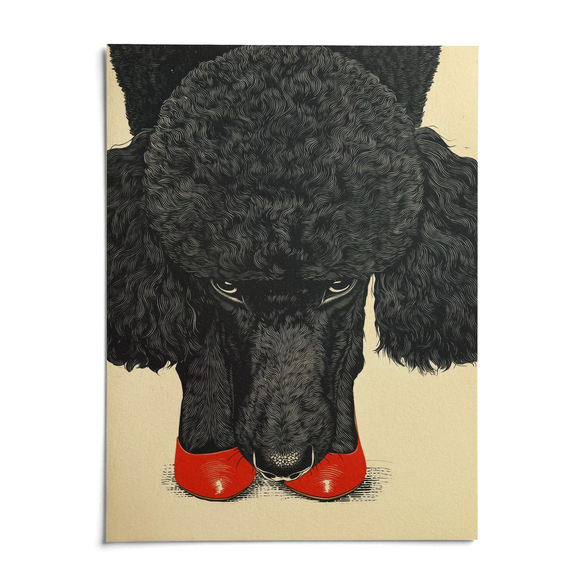 Poodle Wall Art, shown as an unframed paper print on a plain white background