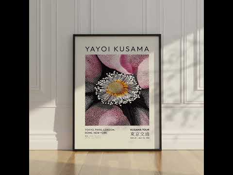 Elegant floral wall art for Japandi and minimalist decor inspired by Yayoi Kusama