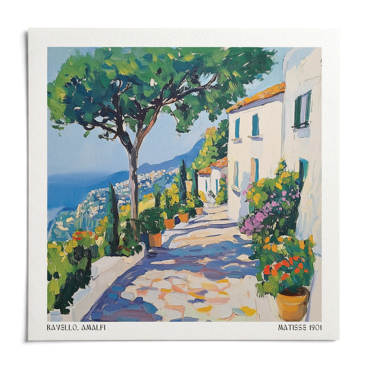 Prints of Amalfi Coast, shown as an unframed paper print on a plain white background