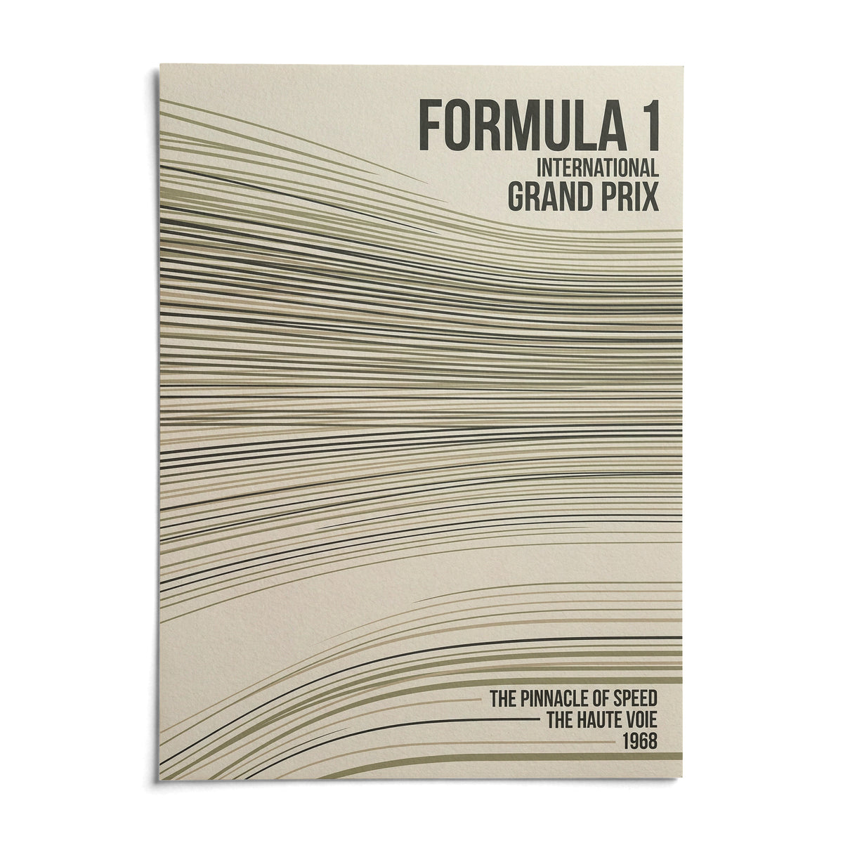 Racing Track Lines Poster, shown as an unframed paper print on a plain white background