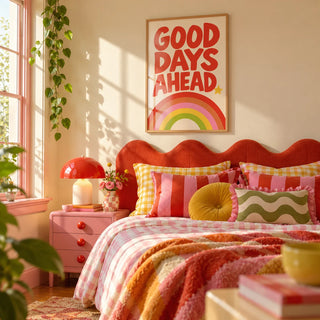 Rainbow Print, framed on the wall of a playful dopamine bedroom