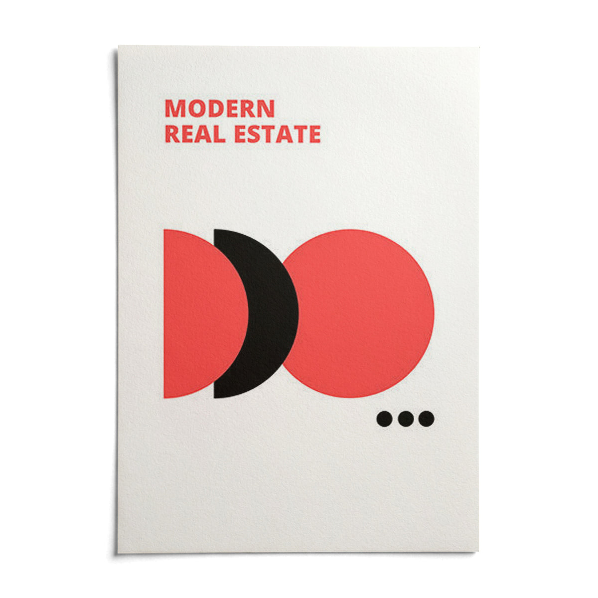 Red Black and White Wall Art, shown as an unframed paper print on a plain white background