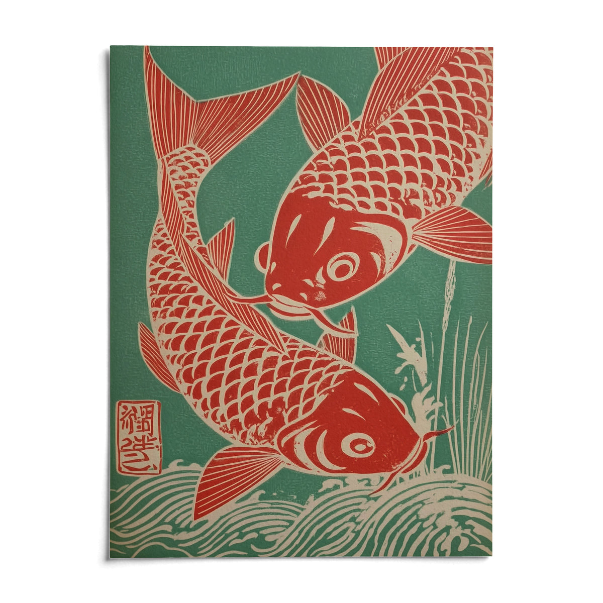 Red Koi Art, shown as an unframed paper print on a plain white background