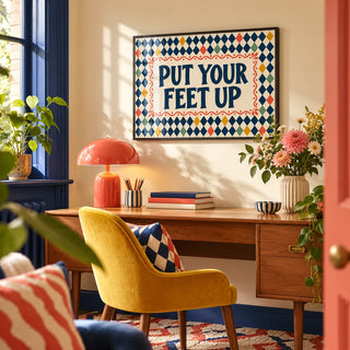 Relaxing Wall Art, framed on the wall of a bright in a home office