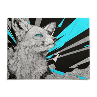 Retro Fox Art Print, shown as an unframed paper print on a plain white background