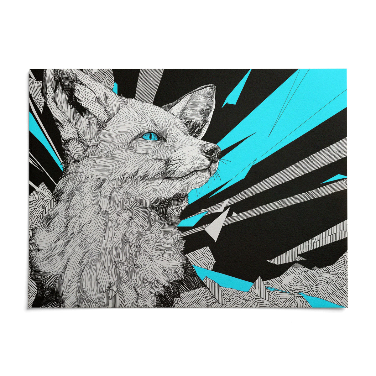 Retro Fox Art Print, shown as an unframed paper print on a plain white background