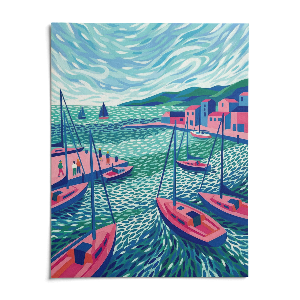 Sailboats Wall Art, shown as an unframed paper print on a plain white background