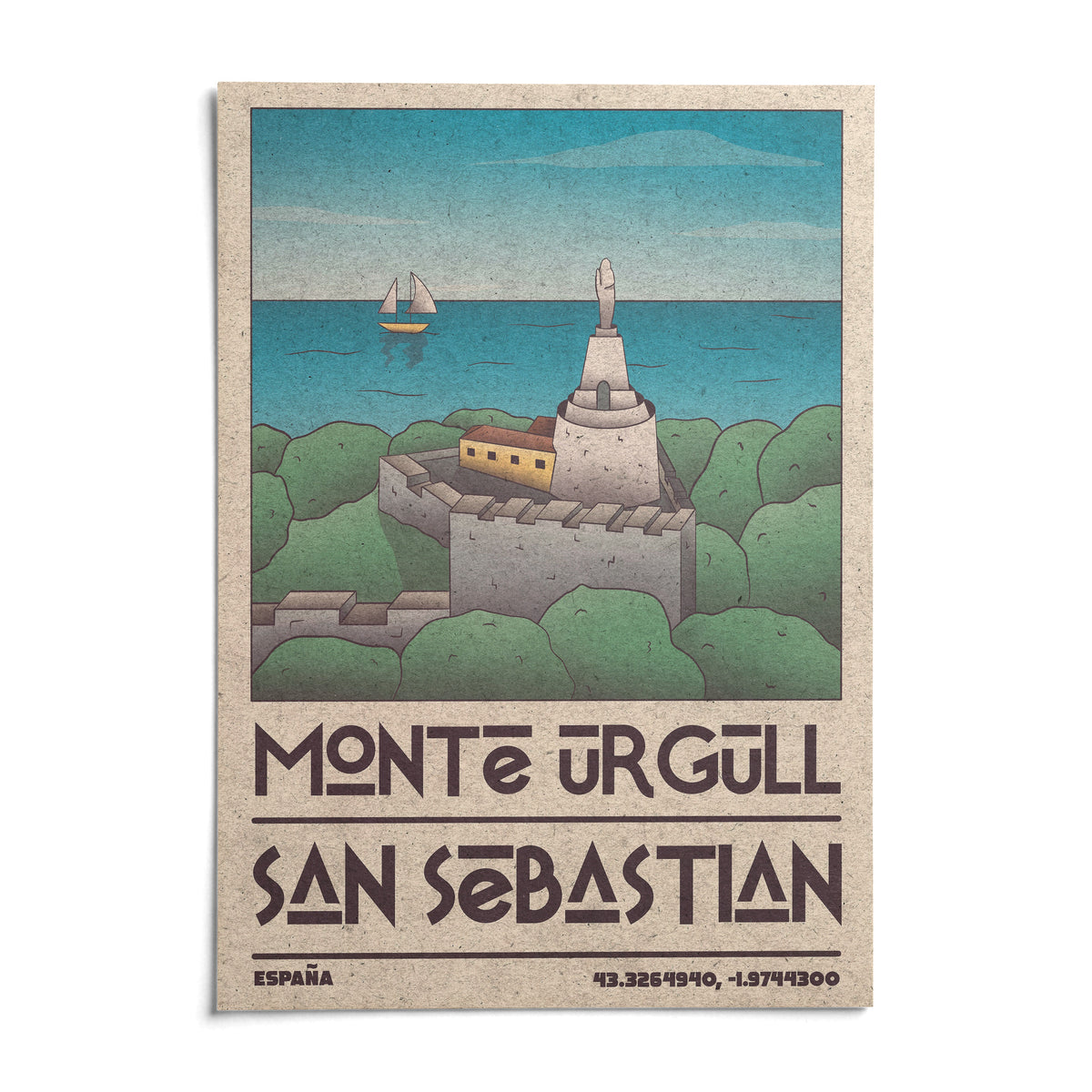 San Sebastian Art Print, shown as an unframed paper print on a plain white background