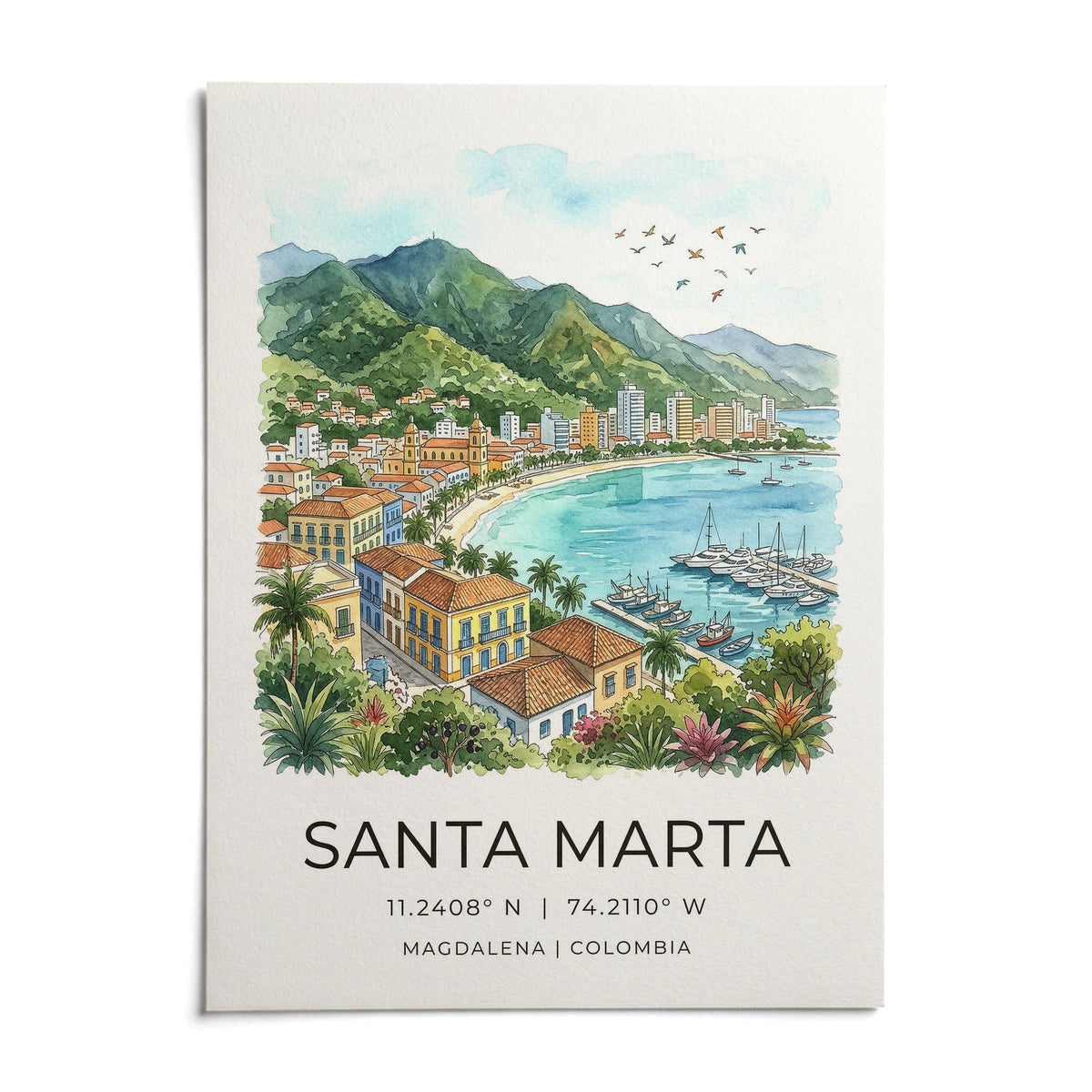 Santa Marta Art Print, shown as an unframed paper print on a plain white background