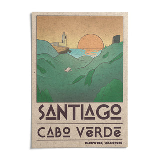 Santiago Cabo Verde Art Print, shown as an unframed paper print on a plain white background